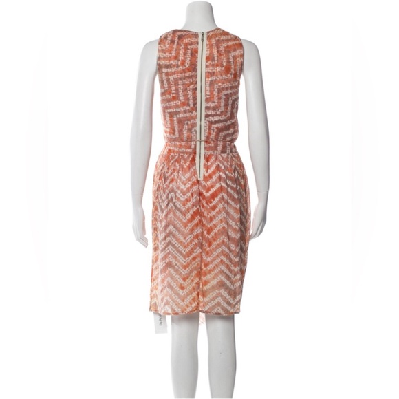 ULLA JOHNSON Orange Tie-Dye Knee Length Wrap Dress Size 8